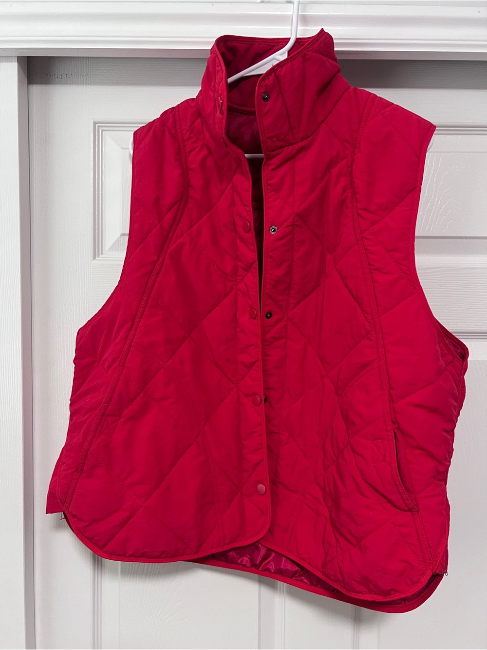 Women's Quilted Red Vest - Lightweight Layering Jacket
